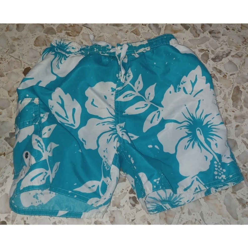 Exist Kids Swim Trunks Boys Medium Blue & White